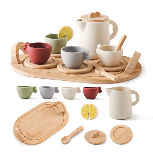 Wooden Children's Montessori Teapot & Teacup Set: Kitchen Fun for Little One